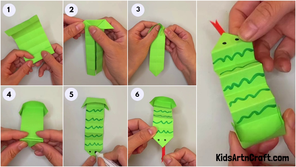 Learn to Make Origami Snake Craft Step-by-Step Tutorial for Kids