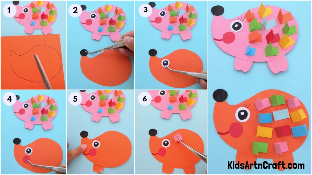 Learn to make Paper Hedgehog Craft for kids