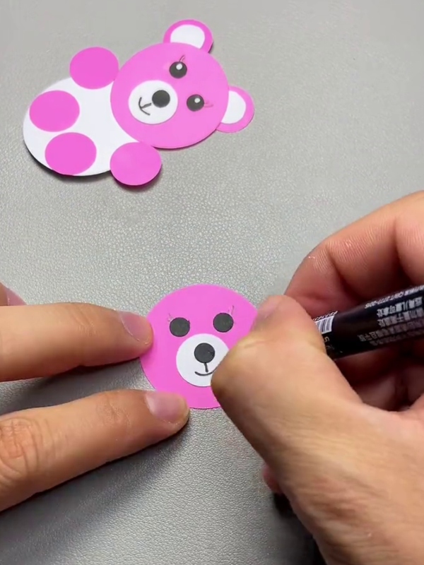 Drawing Eyelashes And A Mouth- Learn How to Craft a Tiny Paper Teddy Bear for Children 