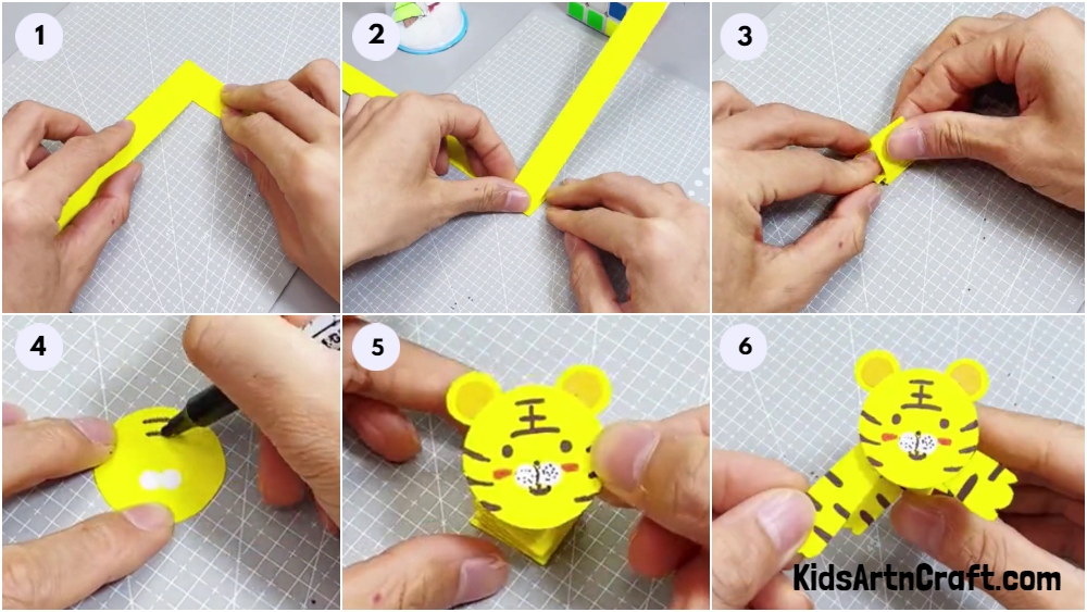Mini Tiger Craft From Paper Strips For Kids
