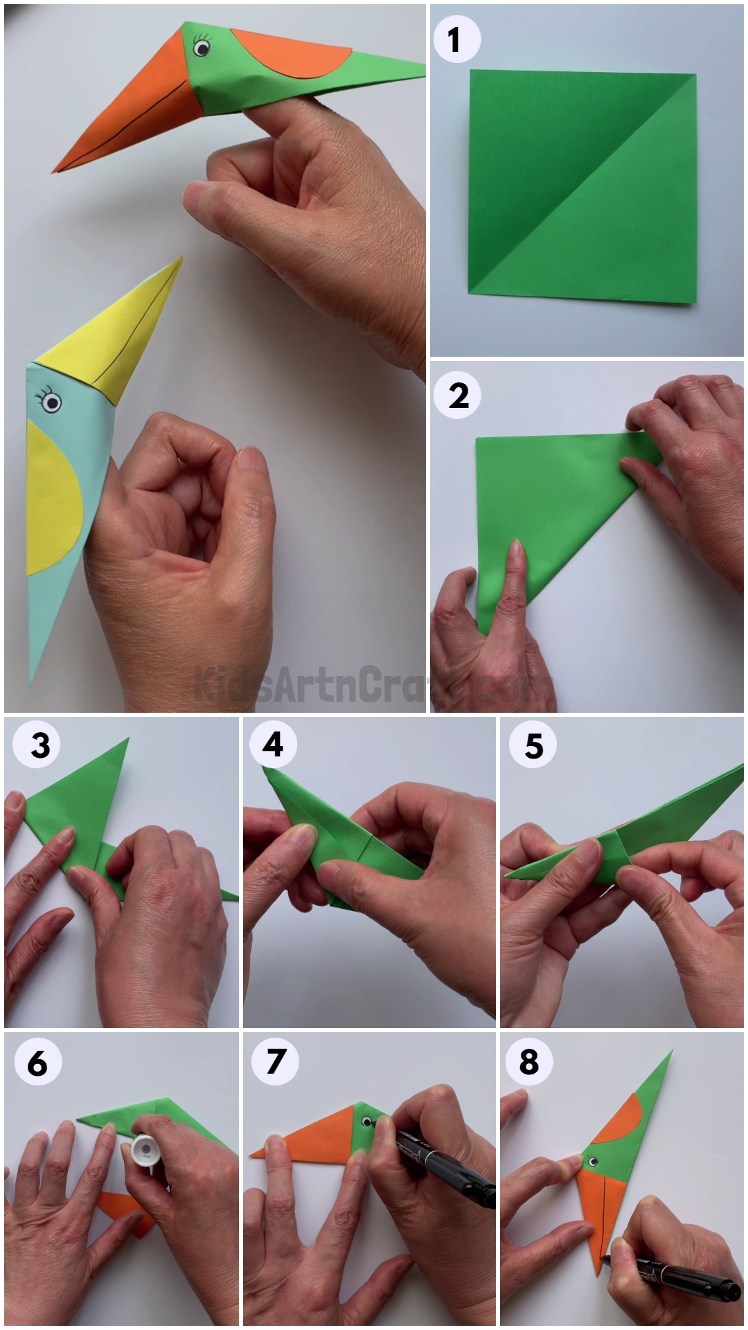 Paper Bird Finger Puppet Craft Tutorial For Kids
