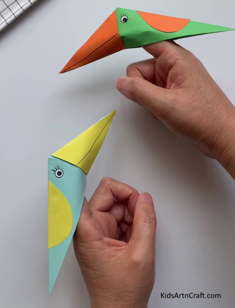 Crafting a paper bird finger puppet for Toddlers