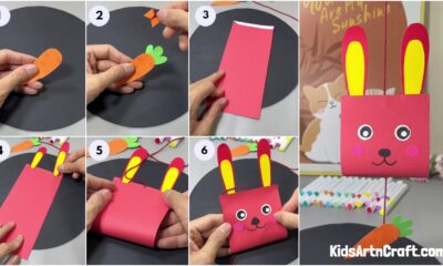 Paper Bunny & Carrot Hanging Craft For Kids