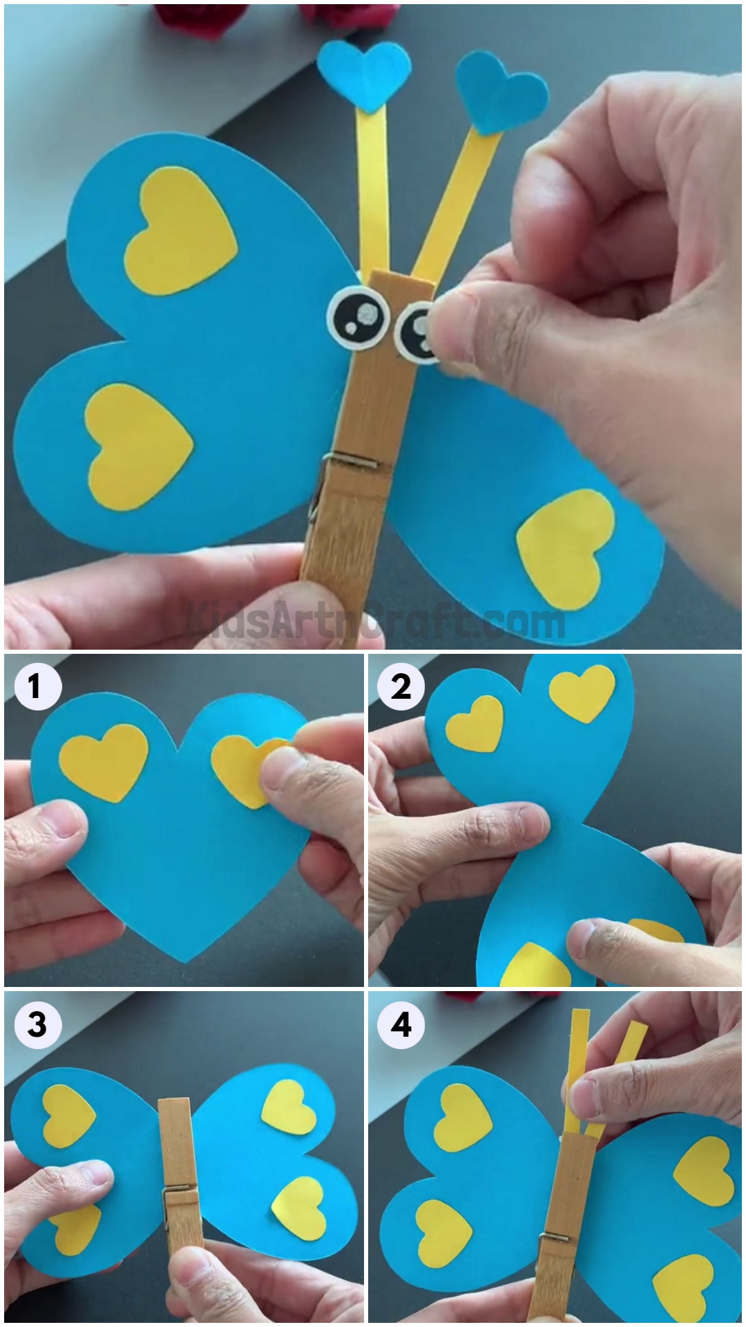 Paper Butterflies Step by Step easy tutorial for kids
