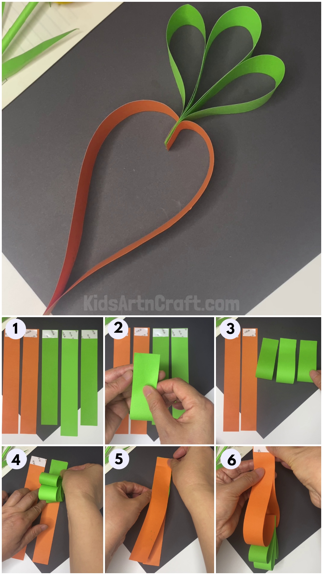 Paper Carrot Craft Step by Step Tutorial for Kids