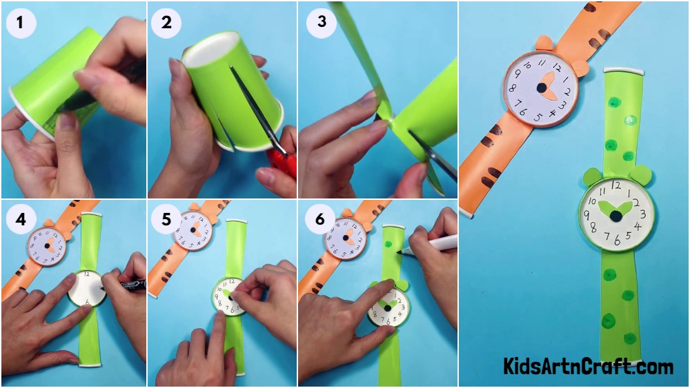 Paper Cup Wrist Watch easy Tutorial for Kids