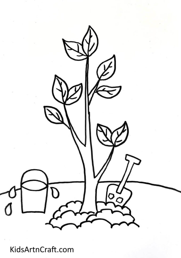 Planting a Tree Easy Drawing For Environment Day - Kids Art & Craft