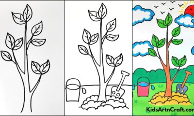 Planting a Tree Easy Drawing For Environment Day