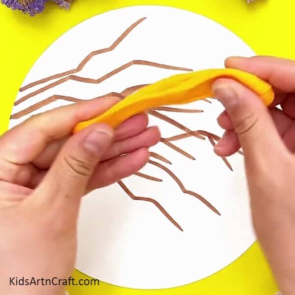Making Yellow Flowers-Detailed instructions on how to construct a clay flower tree branch artwork 
