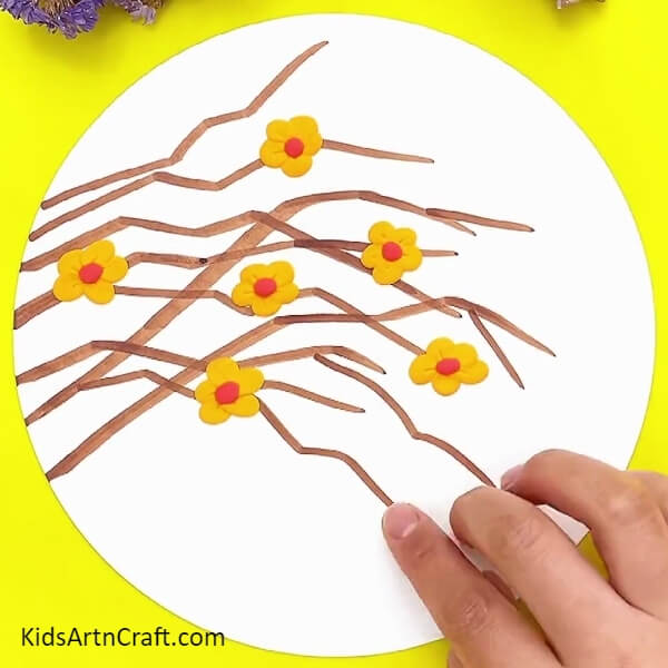 Adding More Color To Flowers-A tutorial to help you build a clay flower tree branch art piece 