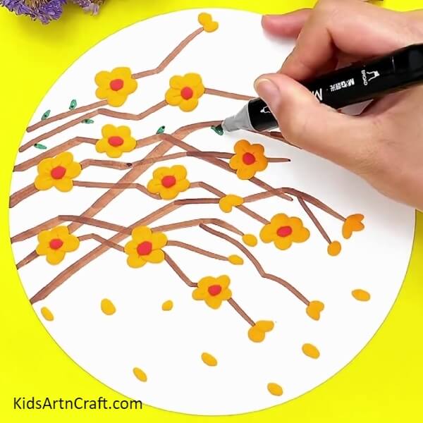 Drawing Leaves-A step-by-step guide to making a clay flower tree branch art piece 