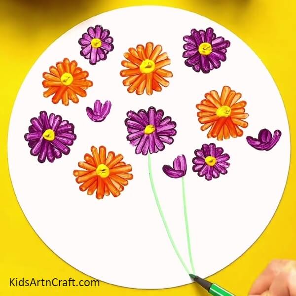 Making Some Young Budding Flowers for Pretty Cotton Earbud Flower Painting Art