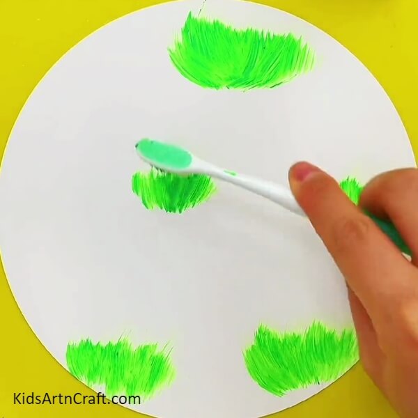 Painting Grass with the Toothbrush- Pretty Flying Butterflies Creative Painting Idea For Kids