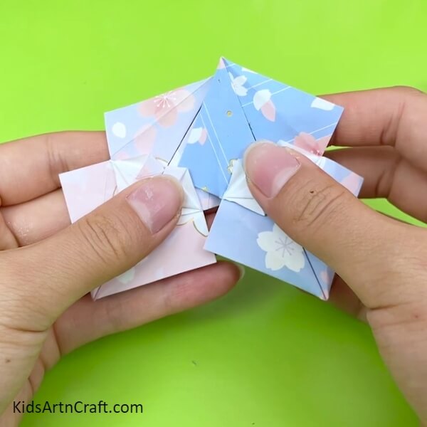 Stick The Same Other Shape On The Glue for Creative Craft Tutorial For Kids- Making An Origami Umbrella - A Fun Craft For Kids 