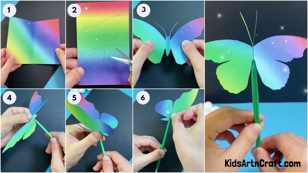 Pretty Paper-Straw Butterfly Step-by-step Tutorial For Kids