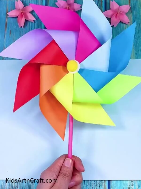 We Complete Our Colorful Paper Windmill- A Guide to Constructing a Rainbow Paper Windmill for Starters 