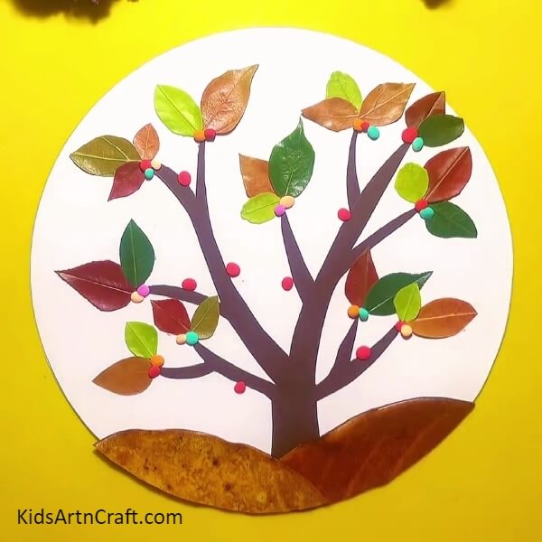 Now, Our Realistic Tree Craft Is Ready!- Making a Tree from Autumn Leaves Follow These Steps