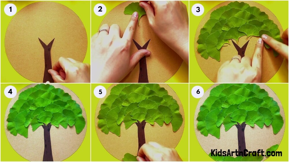 Realistic Tree Craft Using Leaves Step-by-step Tutorial