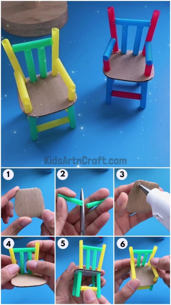 Recycled Cardboard & Plastic Straw Chair Craft StepByStep Tutorial