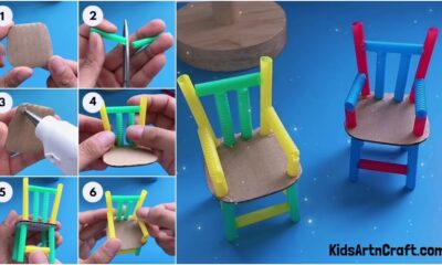 Recycled Cardboard & Plastic Straw Chair Craft Step-By-Step Tutorials