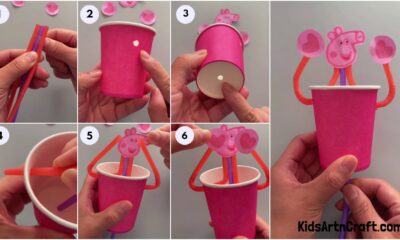Recycled Paper Cup Peppa Pig Hanging Craft Tutorial for Kids