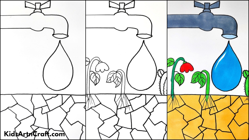 Save Water Save Earth Easy Drawing For Kids
