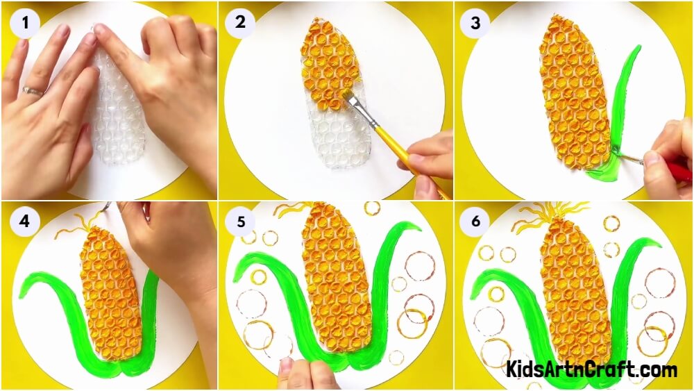 Simple Corn Craft Using Bubble Wrap Tutorial For Beginners