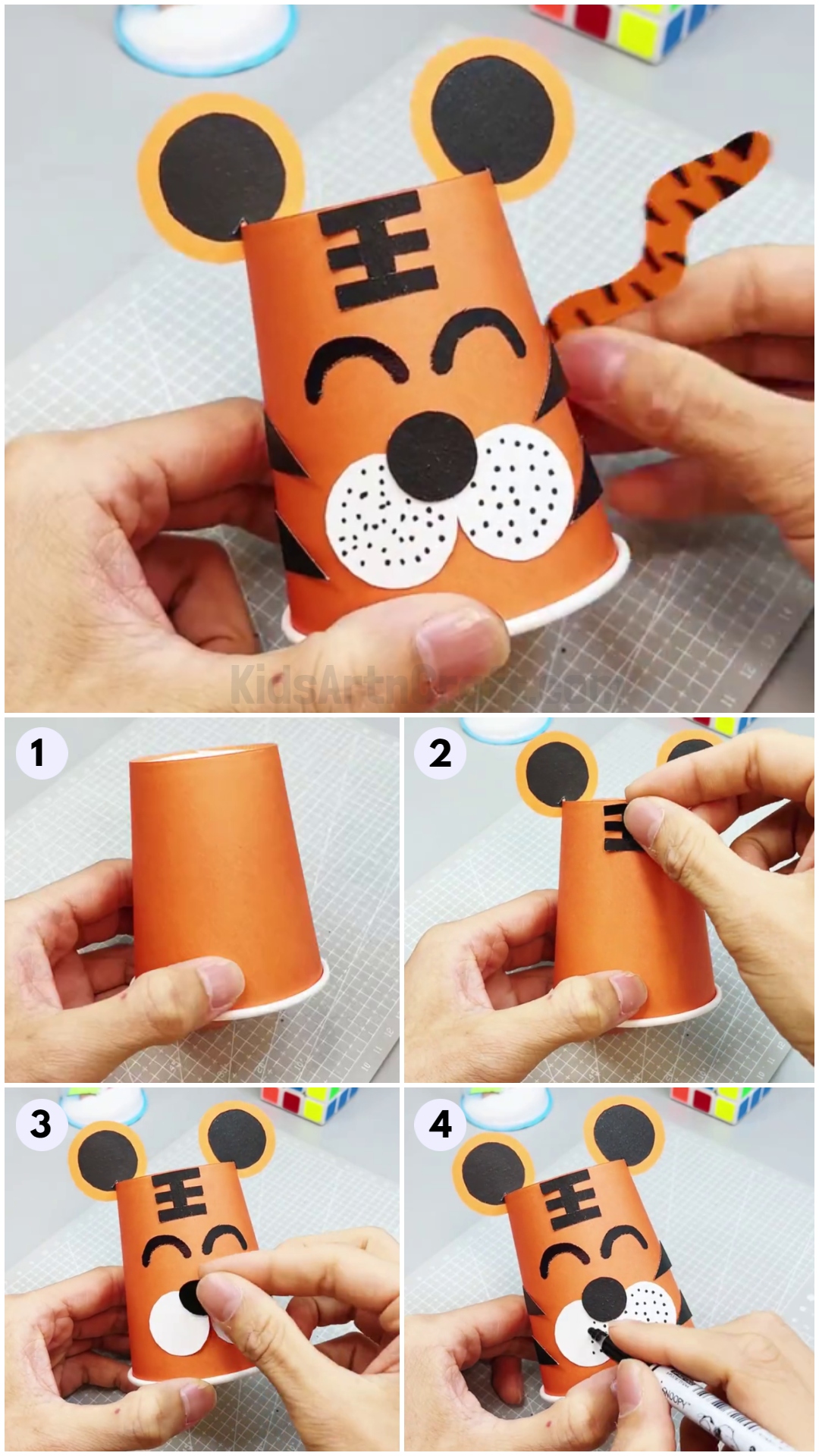 Tiger Craft From Paper Cup Easy Tutorial for Kids