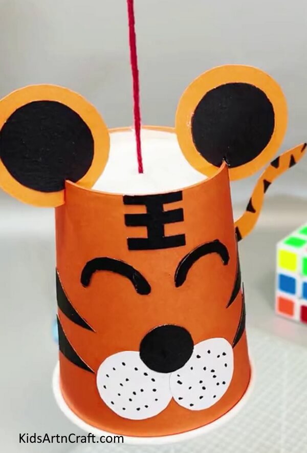 Your Recycled Paper Cup Tiger Craft Is Ready! - Putting Together a Tiger Out of a Paper Cup - A Simple Tutorial for Children