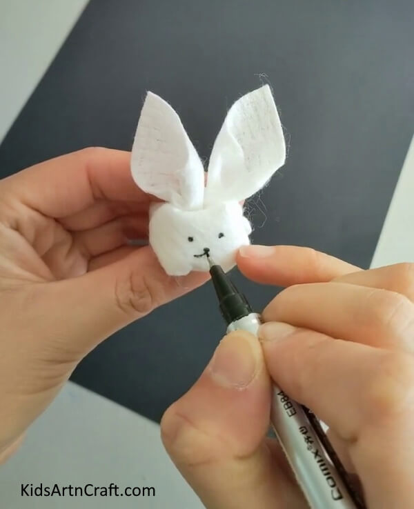 Drawing The Facial Features-Learn how to make a Bunny from Tissue Paper with this Step-by-Step Tutorial