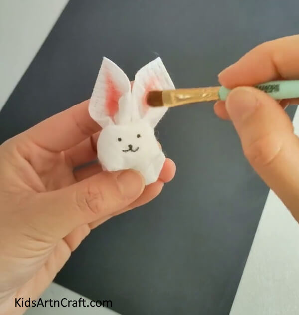 Paint The Ears for Children to Assemble a Bunny Using Tissue Paper- Constructing a bunny from tissue paper - a tutorial for children 