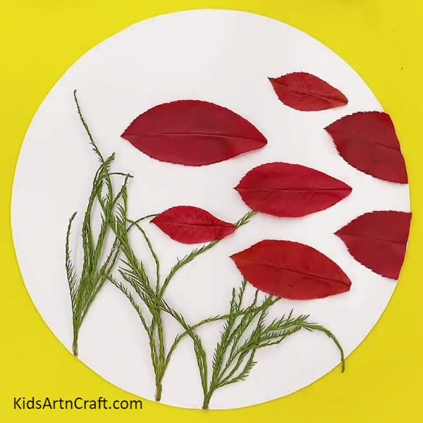 Completing Pasting Leaves- An Idea of Crafting a Leaf For Beginners With Fish in Water 