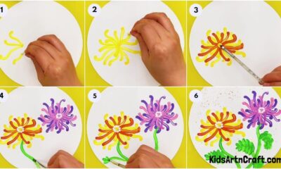 Unique Flower Painting Idea From Cotton Earbud