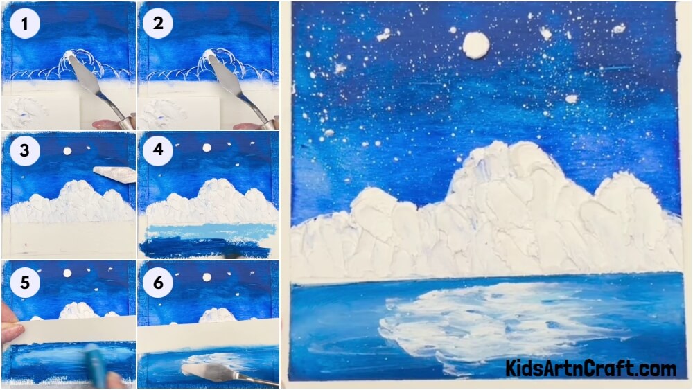 Unique Winter Snow Mountain Painting Ideas For Kids