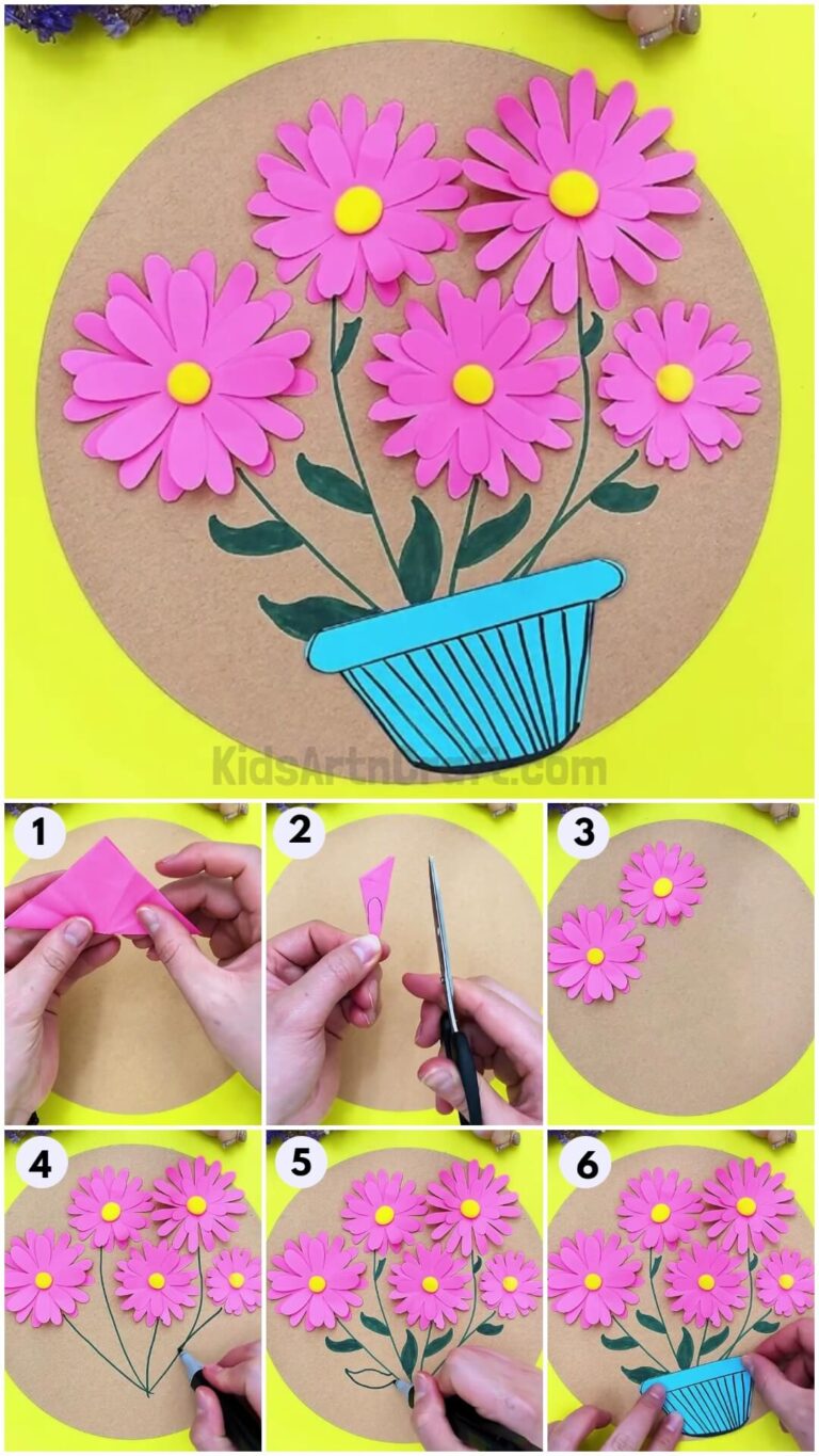 3D Flower Making Craft Stepbystep Tutorial For Kids Kids Art & Craft