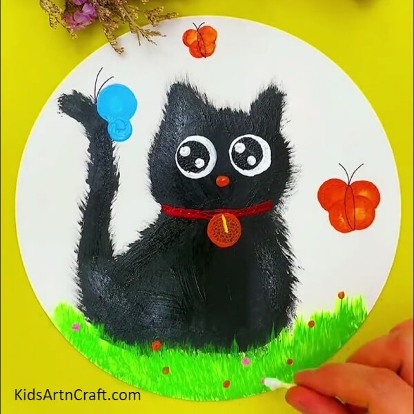 Finishing It Up With Cute Little Flowers-Captivating Kitten Painting Techniques and Directions for Youngsters