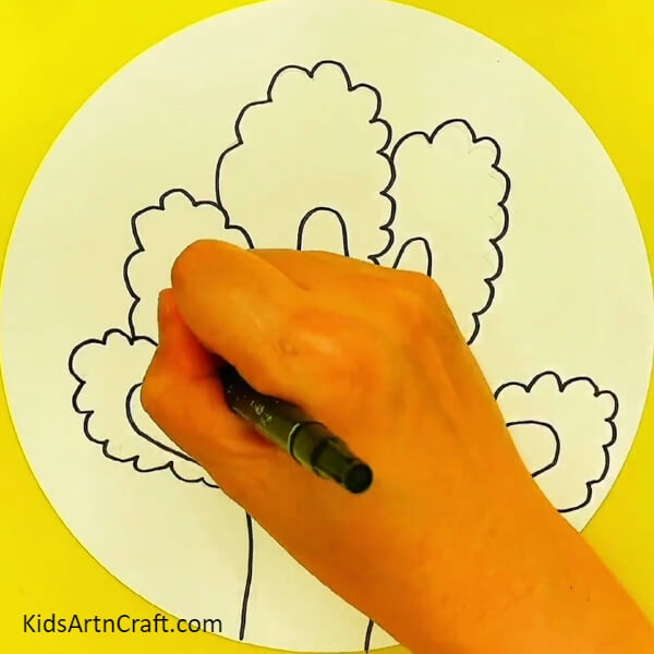 Completing the Outline of the Tree- Spectacular Tree Drawing From Hand Outline Step by Step Guide