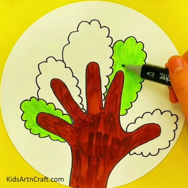Colouring the Leaves of the Tree- Fantastic Tree Drawing From Hand Outline Step by Step Guide
