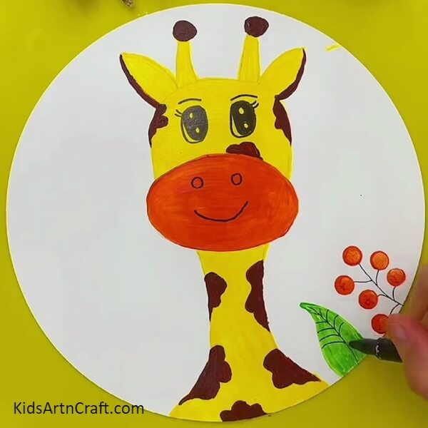 Drawing Stems On The Leaf- Adorable Giraffe Facial Art Concept For Novices