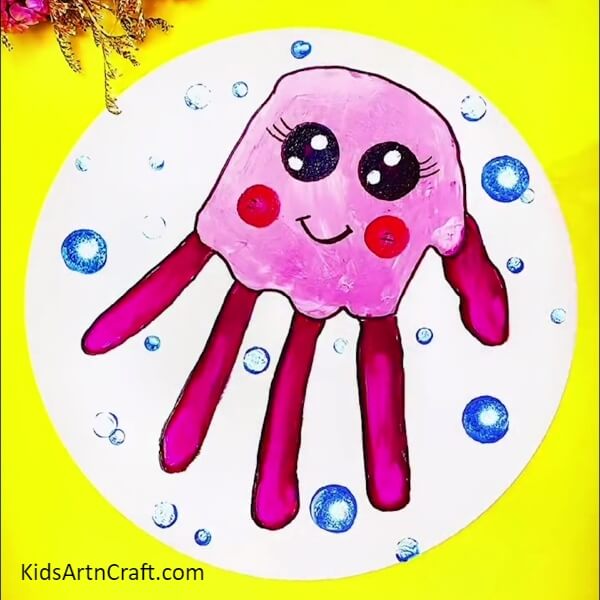 Finally, The Cute Jellyfish Underwater Painting - A lovely Jellyfish design, drawn with a hand, crafted underwater.