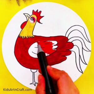 Easy Hand Outline Hen Drawing Trick And Steps Tutorial - Kids Art & Craft
