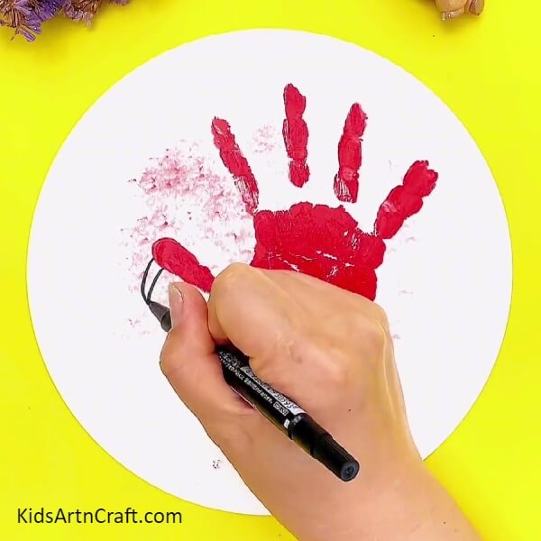 Adding A Beak To The Crane-Fun and Simple Crane Bird Hand Print Art Project for Kids 