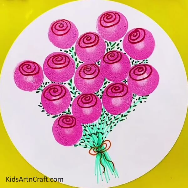 Tada! Our Beautiful Pink Rose Artwork Bouquet Is Ready- Forming a Rose Bouquet Artistry Easily for Learners 