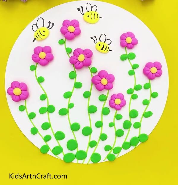 Now, The Final Look Of Your Clay Flower Craft!- A Simple Tutorial For Little Ones To Make Clay Flower Artwork