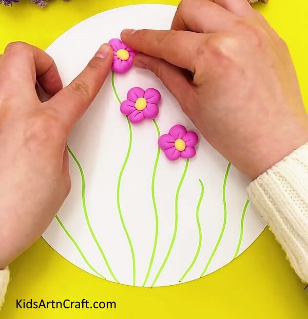 Sticking More Flowers-An Easy Tutorial For Kids To Create Clay Flower Artwork 