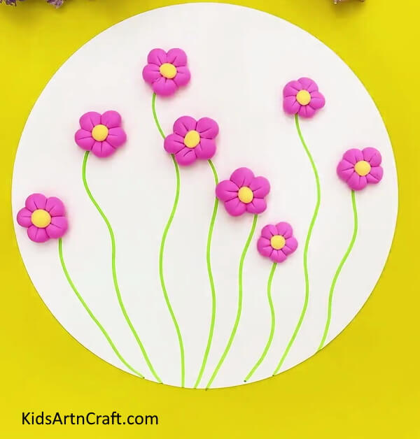 Completing Sticking The Flowers- A Step-By-Step Guide To Help Kids Make Clay Flower Art Easily 