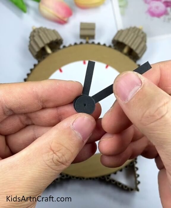 Making Hour And Minute Hands Of The Clock-Making an Alarm Clock from Repurposed Cardboard-A Kids Activity 