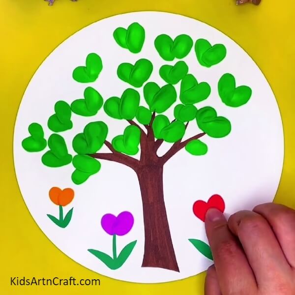 Making Red And Orange Heart Flowers- An Easy-to-Follow Tutorial on Making a Love Tree from Clay for Kids 