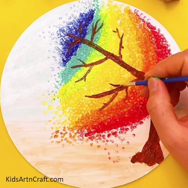 Painting the entire tree- A Rainbow Tree - an inspiration for novice painters