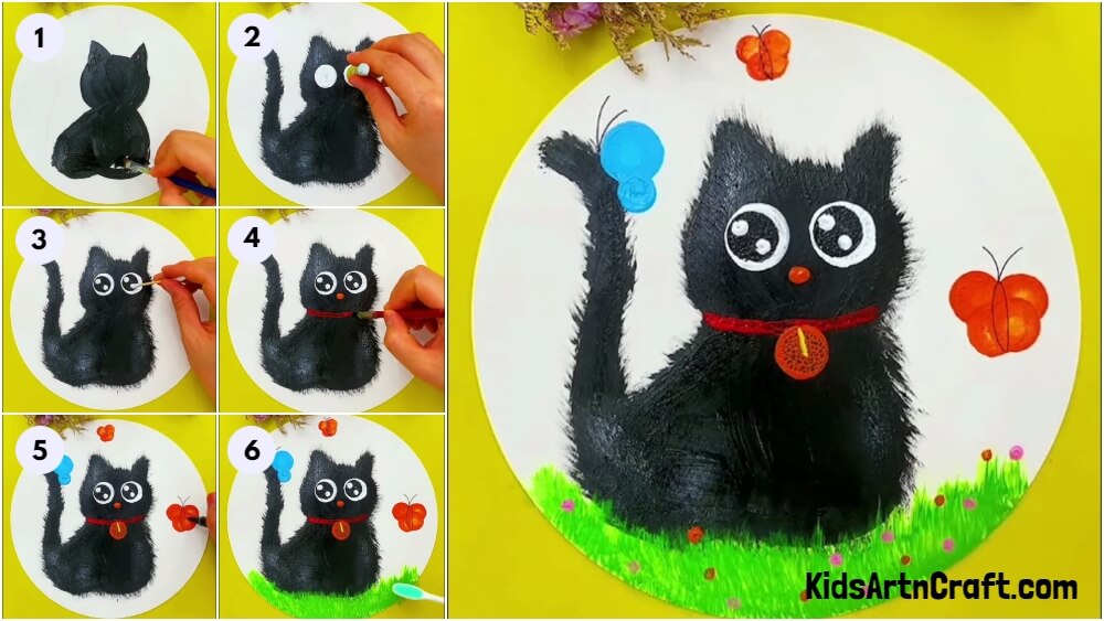 Adorable Cat Painting Tricks And Steps Instructions For Kids